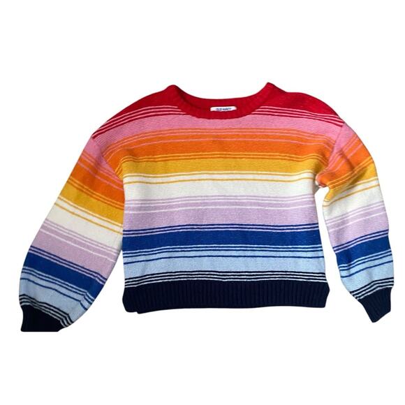 Old Navy Knit Sweater Striped Rainbow Wool Blend Girls Large 10-12 Top - Picture 2 of 6